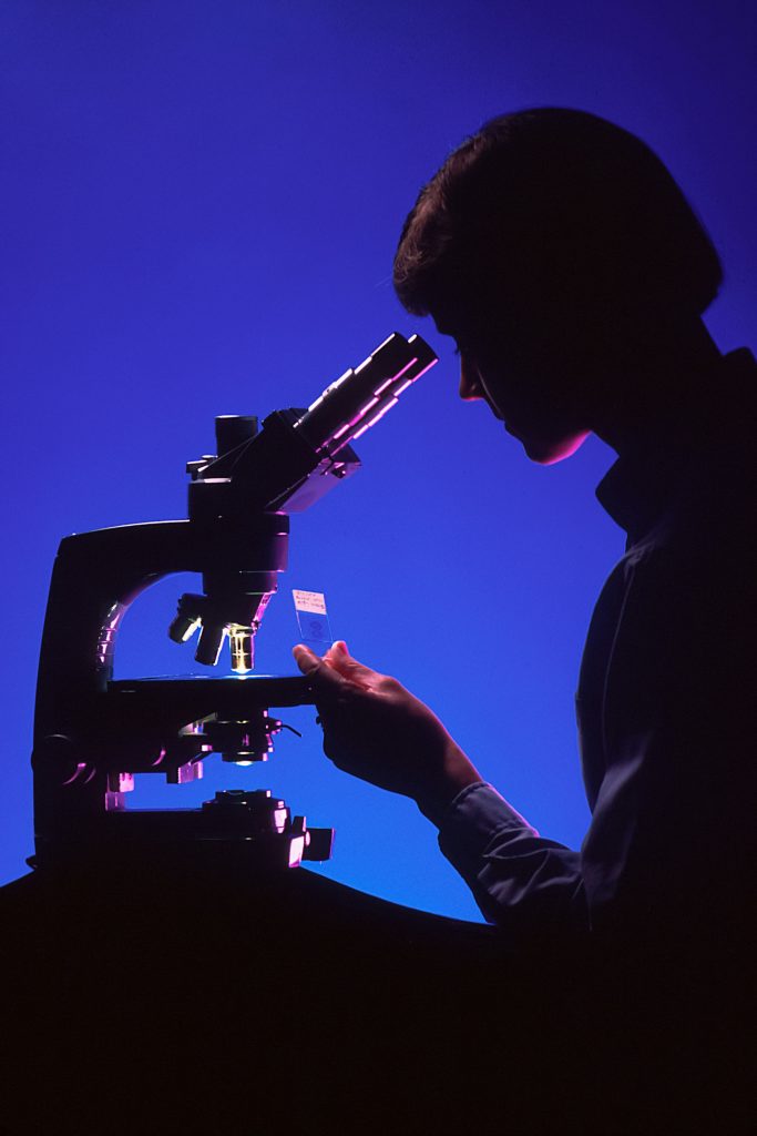 testing in lab microscope